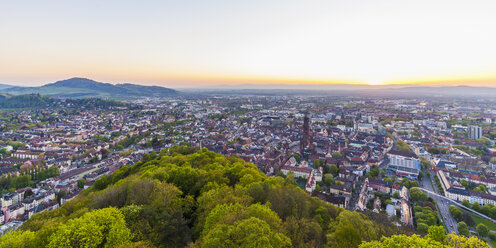 Germany, Baden-Wuerttemberg, Freiburg, City view at sunset - WDF003123