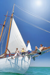 Friends on bow of a sailing ship - TOYF001054