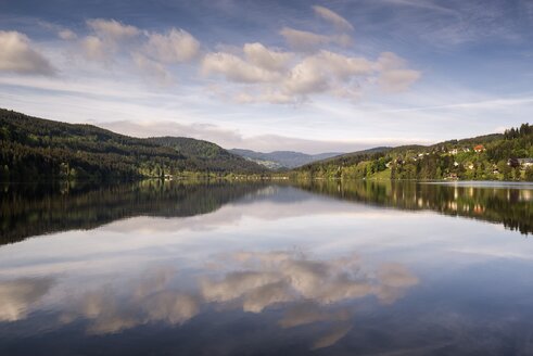 Deutschland, Breisgau-Hochschwarzwald, Wasserspiegelungen am Titisee im Schwarzwald - ELF001500