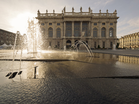 Italy, Piemont, Turin, Palazzo Madama, fountain stock photo