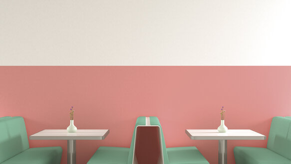 Interieur eines amerikanischen Diners, 3D-Rendering - UWF000508