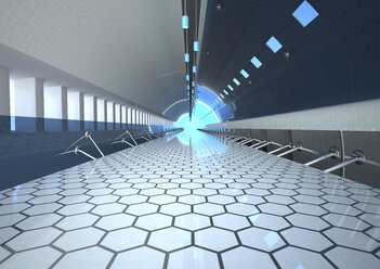 Pedestrian bridge in a tunnel, 3D Rendering - ALF000537