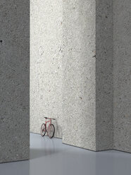 Fahrrad lehnt an Betonwand einer Halle, 3D Rendering - UWF000523