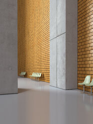 Empty seat rows in a lobby, 3D Rendering - UWF000524