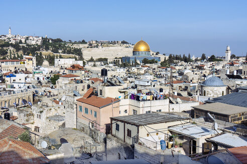 Israel, Jerusalem, muslimisches Viertel der Altstadt und Felsendom - WEF000345