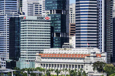 Singapur, Blick auf Financial District und Clarke Quay, HSBC Bank und Hotel - THAF001369