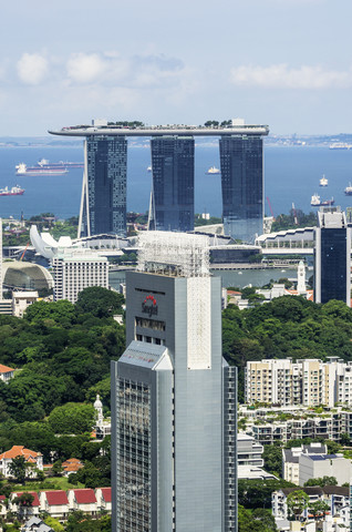 Singapur, Hochhäuser und Hotel im Stadtteil Marina Bay, lizenzfreies Stockfoto