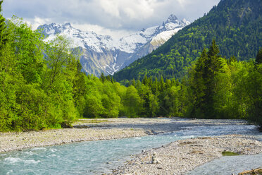 Deutschland, Bayern, Allgäu, Trettachtal bei Oberstdorf, Fluss Trettach - WGF000665