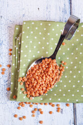 Spoon of red lentils on cloth - SBDF002029