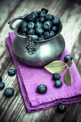 Blueberries in zinc bowl - SARF001953