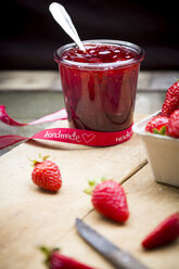 Glass of homemade strawberry jam - LVF003548