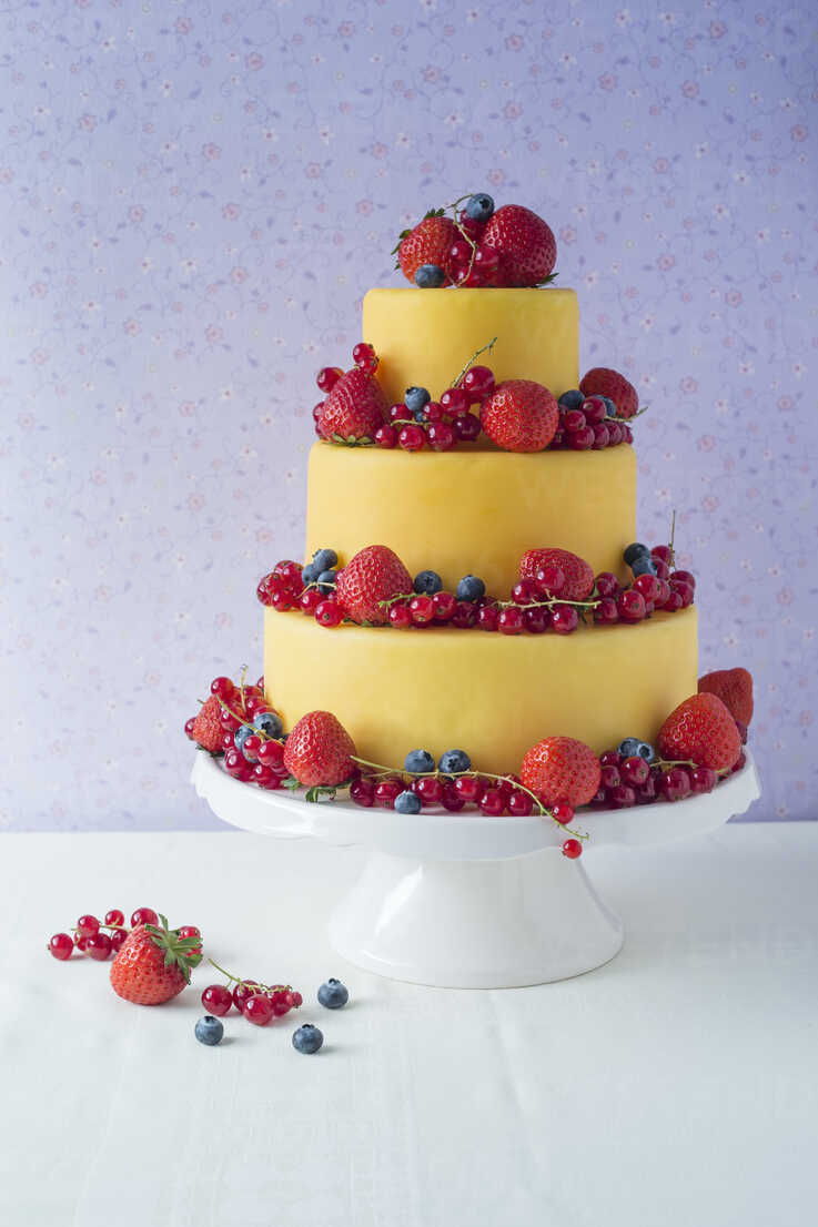 Blue & Gold Flakes Wedding Cake - Palermo Custom Cakes