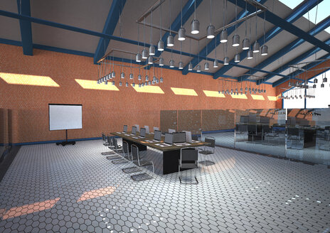 3D-Rendering der Halle mit modernen Schulungsräumen - ALF000558