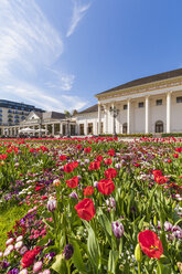 Deutschland, Baden-Württemberg, Baden-Baden, Kurhaus, Tulpenbeet - WDF003154