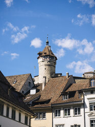 Switzerland, Schaffhausen, view to the tower of Munot at historic old town - KRPF001503