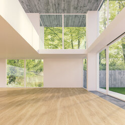3D-Rendering eines modernen Wohnhauses mit Blick in den Garten - UWF000542