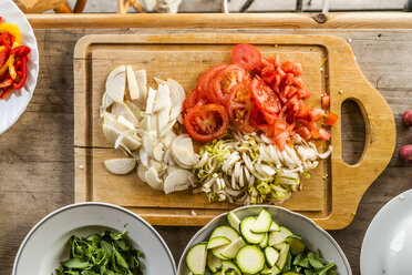 Different sliced vegetables prepared for salad - TCF004719