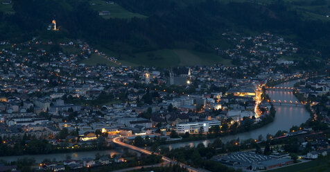 Austria, Tyrol, Schwaz district, View to Schwaz in the evening - MKFF000220