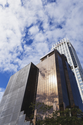 New Zealand, Auckland, view to skyscrapers at financial district stock photo