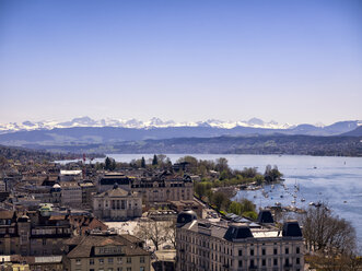 Schweiz, Zürich, Stadtbild, Zürichsee, Alpen im Hintergrund - KRPF001483