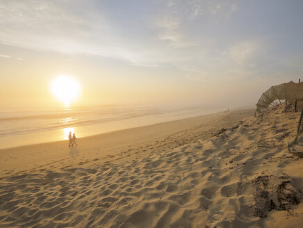 France, Contis-Plage, beach at twilight - LAF001424