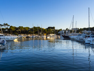 Spain, Mallorca, View of boats at Portopetro - AMF004096