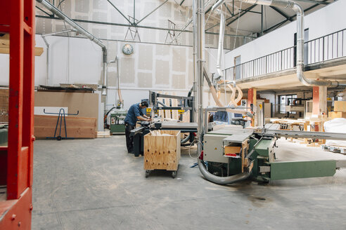 Schreiner bei der Arbeit in der Werkstatt - JUBF000026