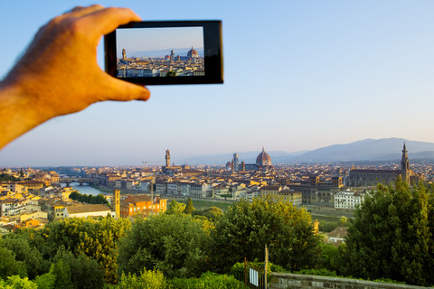 Italy, Florence, cell phone shot of the city stock photo
