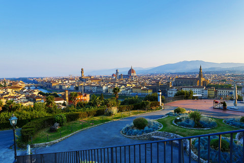 Italien, Florenz, Stadtbild von der Piazzale Michelangelo aus gesehen, lizenzfreies Stockfoto