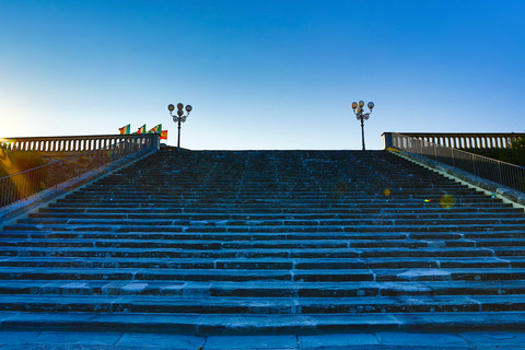 Italy, Florence, stairs at Piazzale Michelangelo stock photo