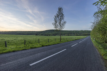 Deutschland, Wolfenbüttel, Reitlingstal, leere Straße am Abend - PVCF000467