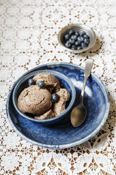 Bowl of vegan blueberry banana ice cream - EVGF001957