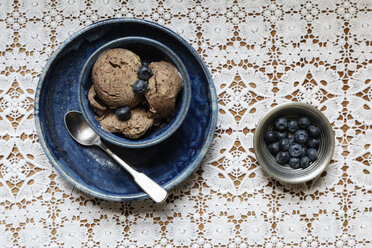 Bowl of vegan blueberry banana ice cream - EVGF001958