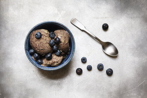 Bowl of vegan blueberry banana ice cream - EVGF001959