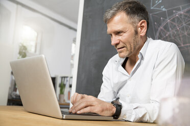 Älterer Mann am Schreibtisch mit Laptop - FKF001302