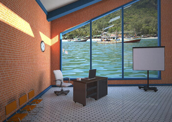 Empty office with a view, 3D Illustration - ALF000565