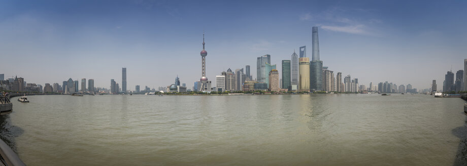 China, Shanghai, Panoramic view of Pudong skyline with Huangpu River - NKF000321