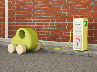 Electric Vehicle Charging Station, loading, wooden car - UWF000565