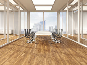 Modern conference room with parquet, 3D Rendering - UWF000579