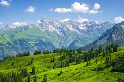 Deutschland, Bayern, Allgäu, Blick auf die Allgäuer Alpen, Zentraler Hauptkamm - WGF000687