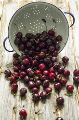 Colander and cherries on wood - ODF001164