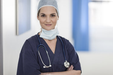 Portrait of female doctor in hospital - ZEF007294