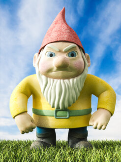 Angry garden gnome, 3D Rendering - AHUF000038