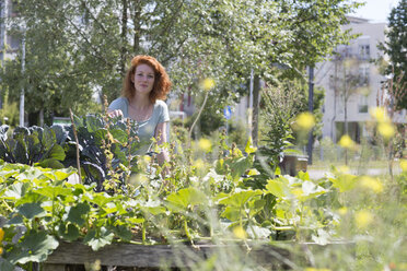 Junge Frau bei der Gartenarbeit, Urban Gardening - SGF001818