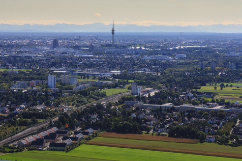 Germany, Bavaria, Munich, Cityscape with Alps in background - PEDF000060