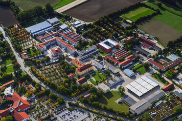 Germany, Bavaria, aerial view of Landshut, Schoenbrunn, academy of Landshut - PED000070