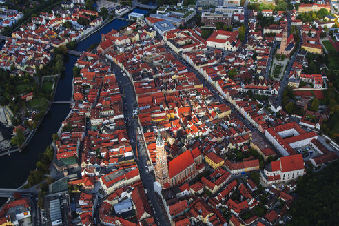Germany, Bavaria, aerial view of Landshut and St. Martins Church - PEDF000020