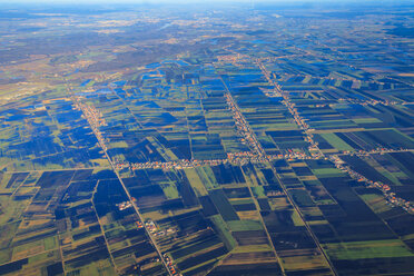 Germany, Bavaria, Donaumoos, Koenigsmoos, aerial view of a flooded marshy landscape - PEDF000121