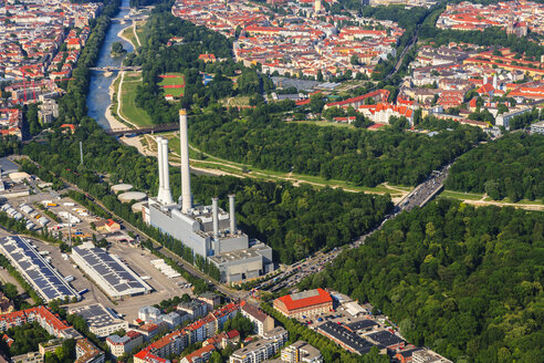 Germany, Bavaria, Munich, Sendling heating plant at Isar river - PEDF000140