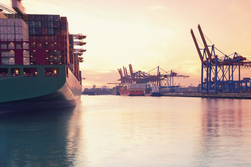 Germany, Hamburg, freight ships at Waltershofer harbour - MSF004708